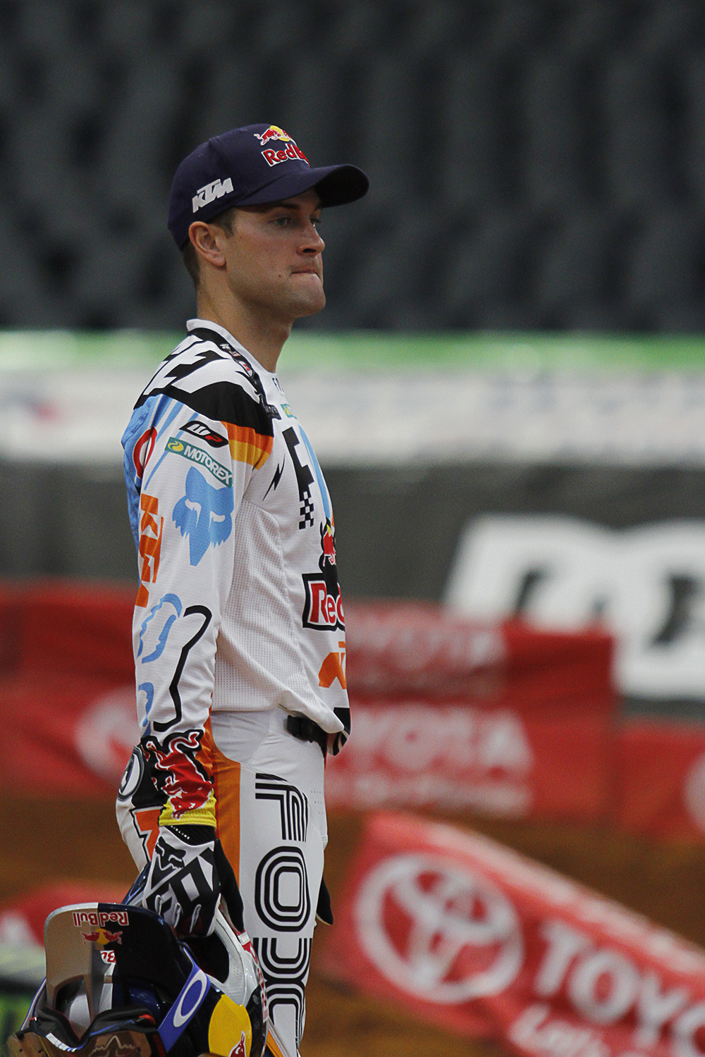 Ryan Dungey looks over the track before giving interviews at Supercross competition at AT&T Stadium; Arlington TX; February 10, 2017; (Photo:Russ Rendon)
